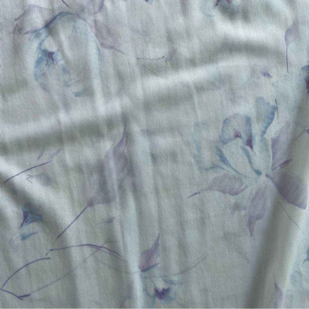 Vintage Miss Dira New York Sheer Nightgown Blue Floral Medium Lace trim Sleep - Picture 7 of 8